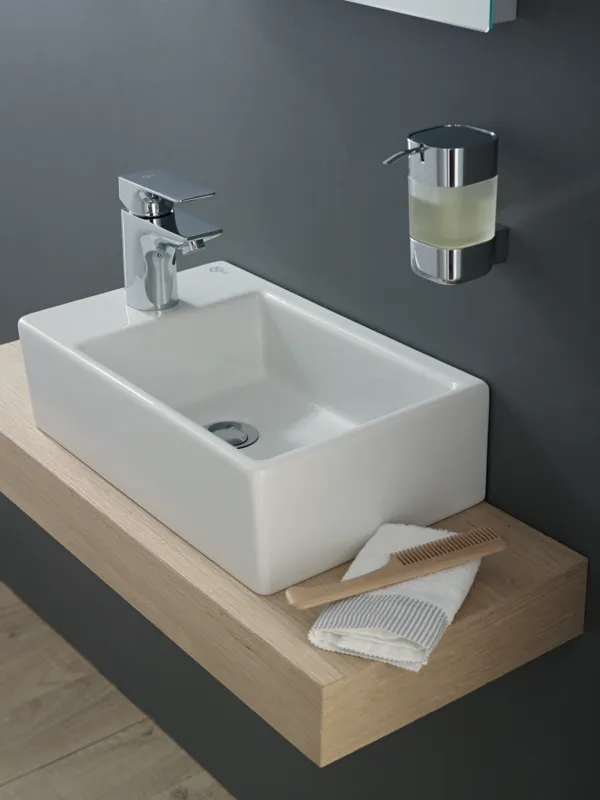 Waschbecken „Strada“ 45 × 27 × 13 cm, Hahnlochposition links Waschbecken „Strada“ 45 × 27 × 13 cm, Hahnlochposition links