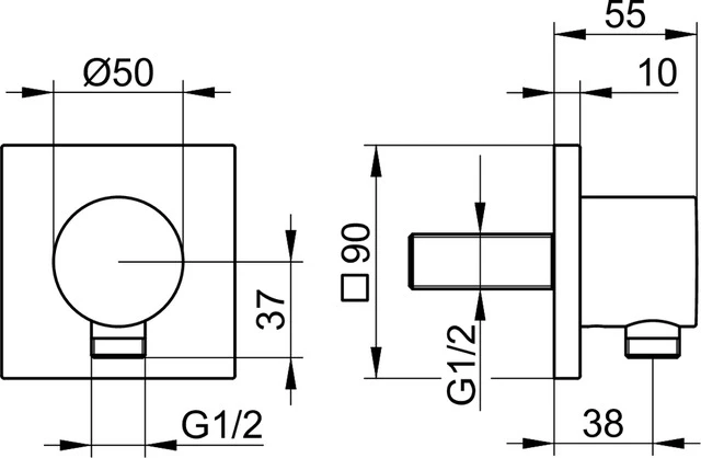 IXMO 59547370002 Schlauchanschluß DN15 eckig schwarz