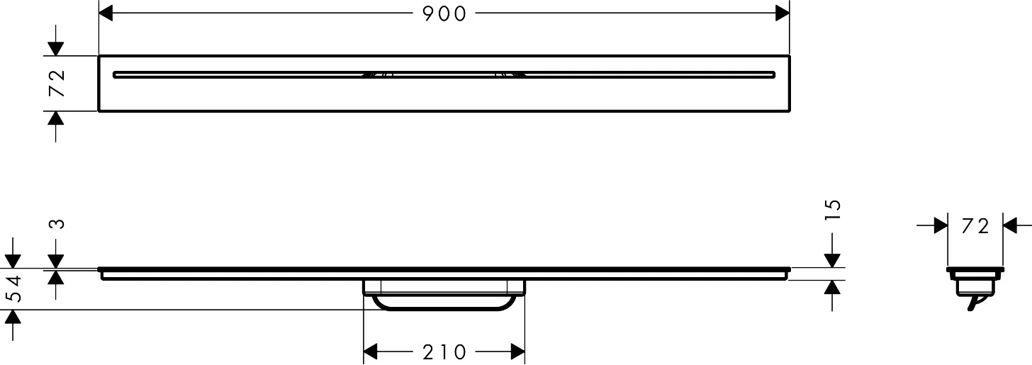 Hansgrohe AXOR Drain Fertigset Duschrinne, Chrom, 900 mm, höhenverstellbar bis 18 mm Fliesenstärke