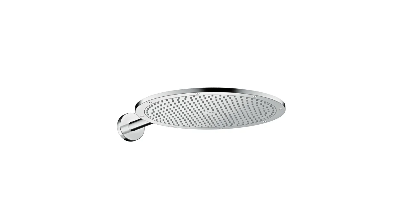Hansgrohe AXOR ShowerSolutions Kopfbrause 350 1jet mit Brausearm, Chrom, 350 mm Brausekopfgröße, PowderRain Strahlart, 24,6 l/min Durchflussmenge bei 3 bar Hansgrohe AXOR ShowerSolutions Kopfbrause 350 1jet mit Brausearm, Chrom, 350 mm Brausekopfgröße, PowderRain Strahlart, 24,6 l/min Durchflussmenge bei 3 bar