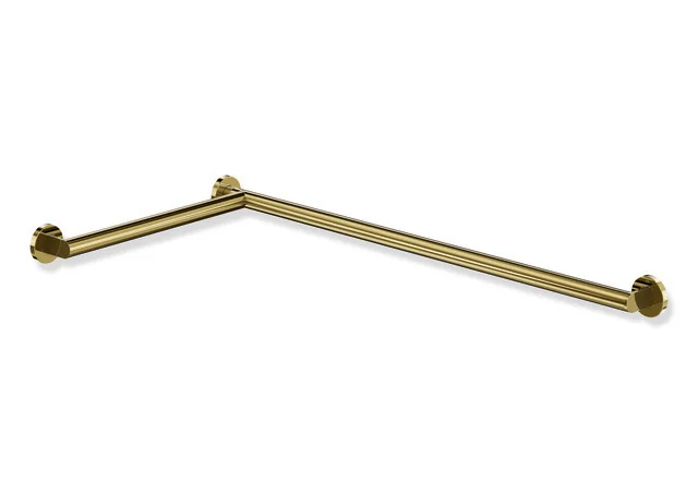 HEWI Dusch- und Wannenhandlauf System 900, Edelstahl PVD Gold glänzend, Maße: 947 x 495 mm, Stangendurchmesser 32 mm, Ausführung links