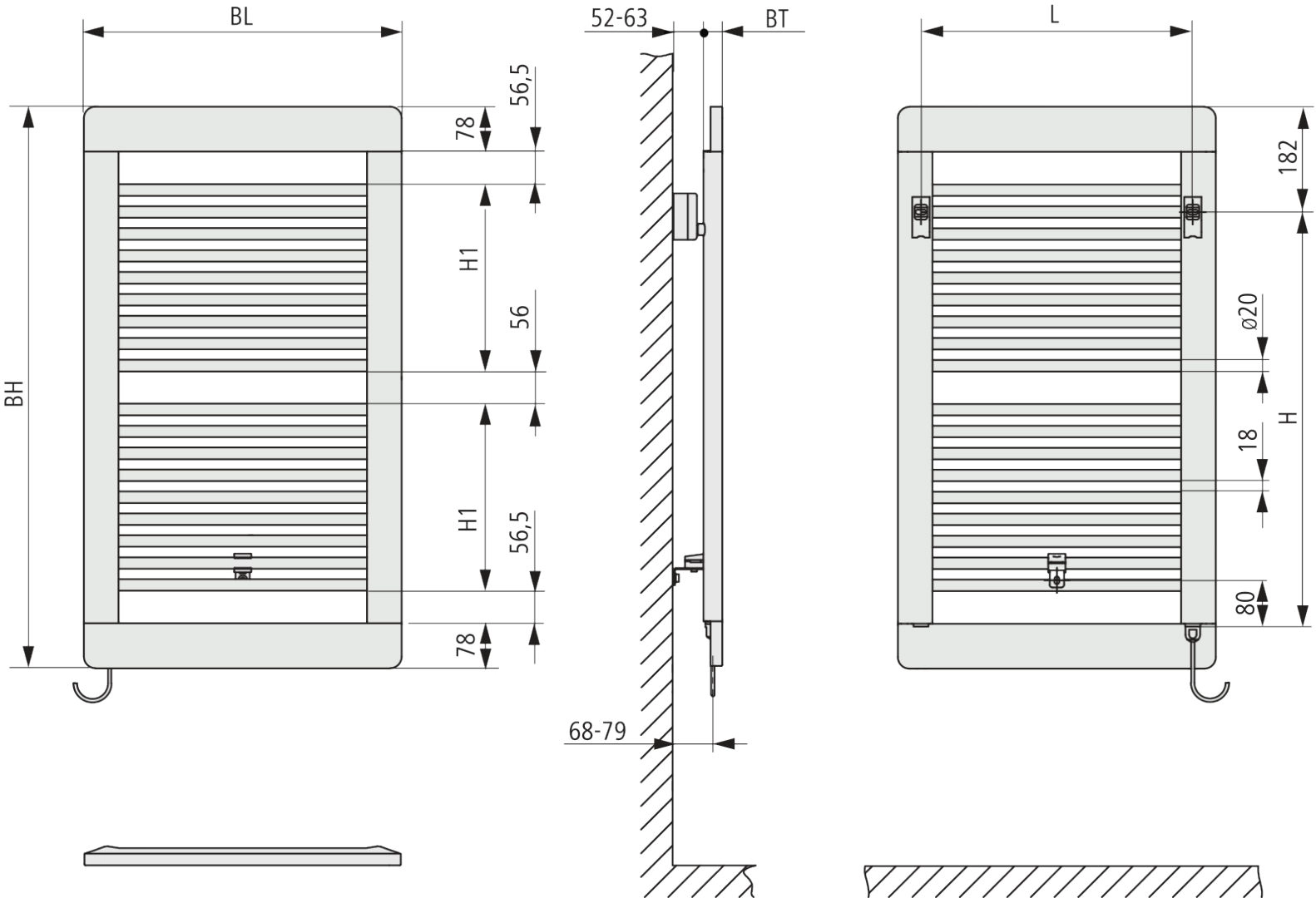 Kermi Design-Elektroheizkörper „Credo® plus-E“ 55 × 97,3 cm