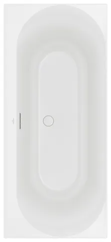 Villeroy & Boch Badewanne mit ovaler Innenform „Loop & Friends“ rechteck 180 × 80 cm, Mittelablauf in Stone White