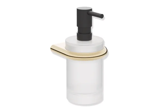 Seifenspender mit Halter, Halter aus Edelstahl, PVD beschichtet, Seifenspender aus satiniertem Kristallglas, Pumpenkopf aus Edelstahl, schwarz tiefmatt pulverbeschichtet, Füllmenge ca. 200 ml, B: 85 mm, H: 168 mm, T: 92 mm, in Farbe CK