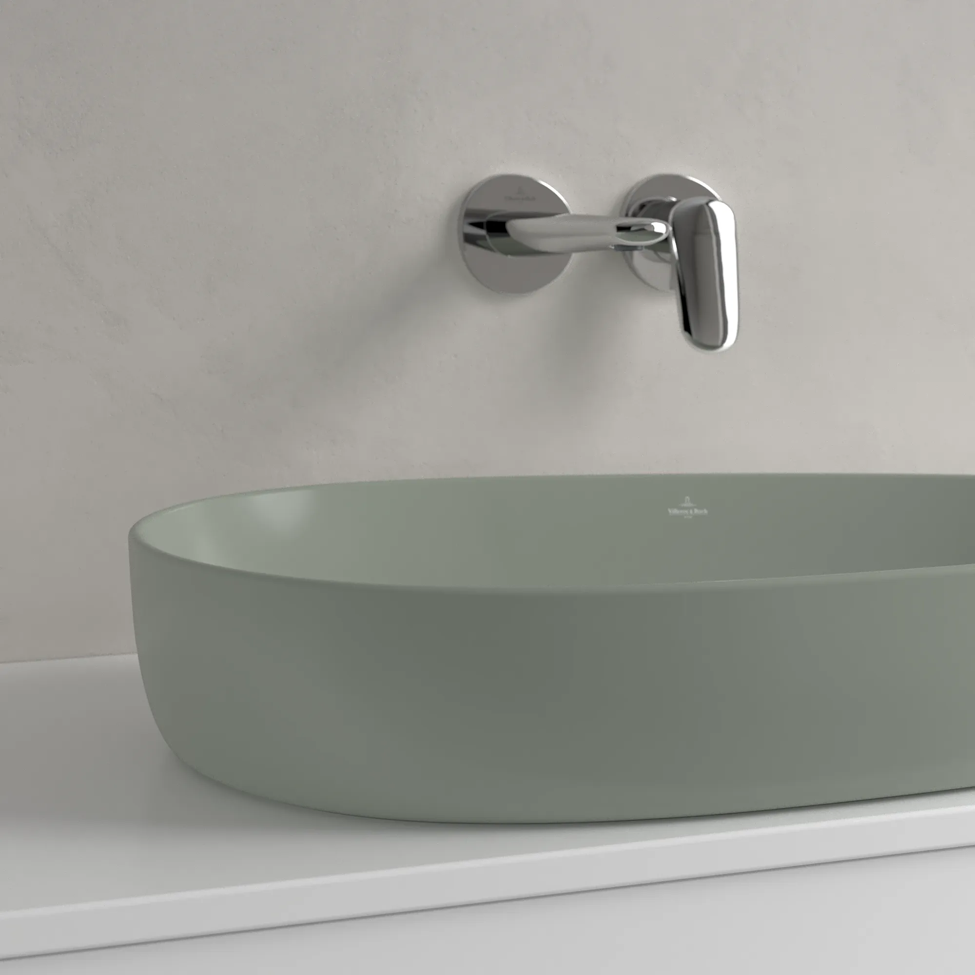 Villeroy & Boch Aufsatzwaschtisch „Antao“ 650 × 400 × 180 mm, ohne Hahnlochbohrung in Morning Green Villeroy & Boch Aufsatzwaschtisch „Antao“ 650 × 400 × 180 mm, ohne Hahnlochbohrung in Morning Green
