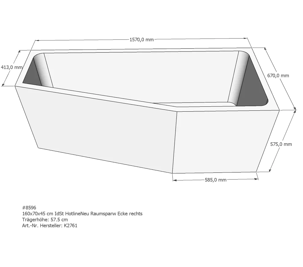 Badewannenträger für Ideal Standard HotlineNeu 160 × 70 × 40 cm