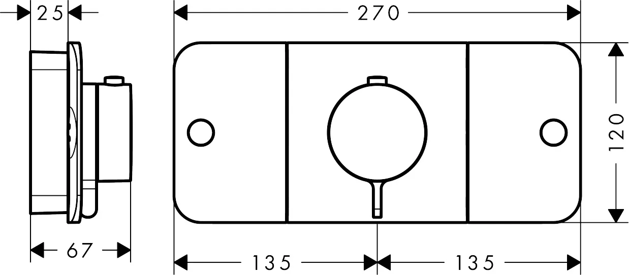 Hansgrohe AXOR One Thermostatmodul Unterputz, Chrom, 2 Verbraucher mit zusätzlichem Abgang, Eco-Funktion, max. Durchflussmenge 30 l/min bei 3 bar, Geräuschgruppe II, Durchflussklasse D