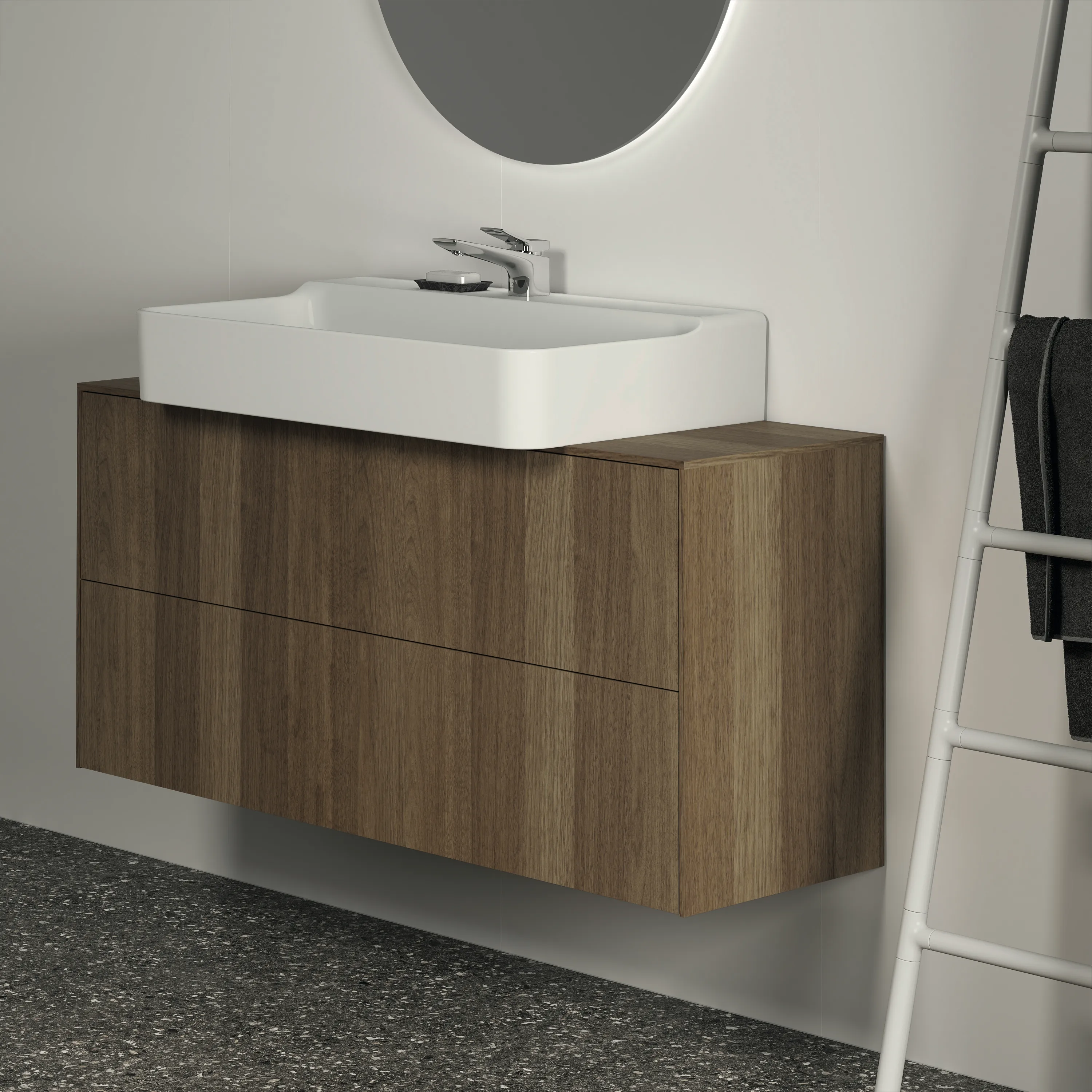 Ideal Standard Waschtischunterschrank „Conca“ 120,2 × 55 × 37,3 cm Walnuss dunkel Furnier Ideal Standard Waschtischunterschrank „Conca“ 120,2 × 55 × 37,3 cm Walnuss dunkel Furnier