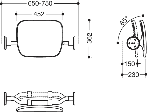 Rückenstütze LifeSystem auf SK-Griff weiß hochgl.- weiß matt Rückenstütze LifeSystem auf SK-Griff weiß hochgl.- weiß matt