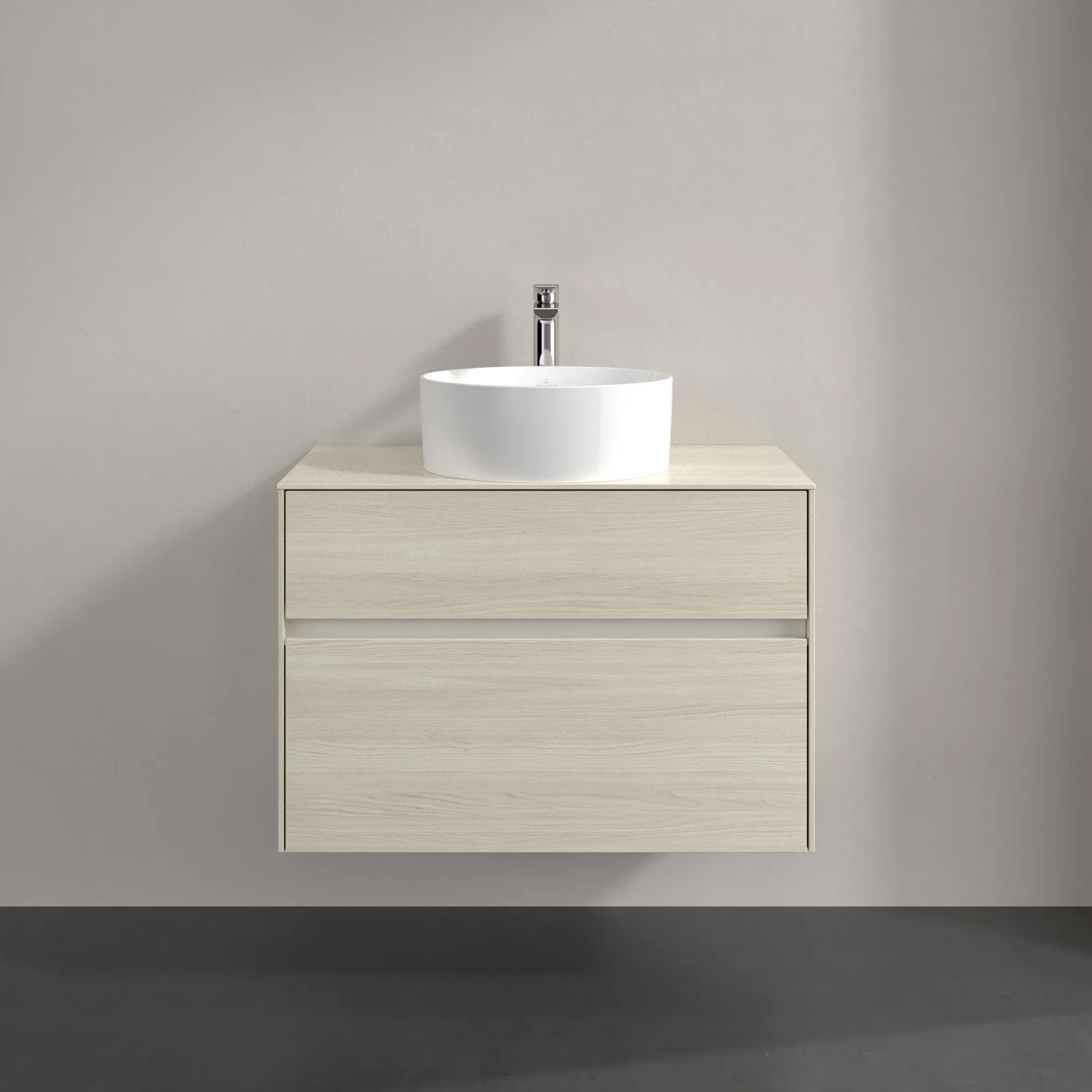 Villeroy & Boch Waschbeckenunterschrank Collaro C037B0, Eckig White Oak, 800x548x500mm, mit Beleuchtung und SoftClosing