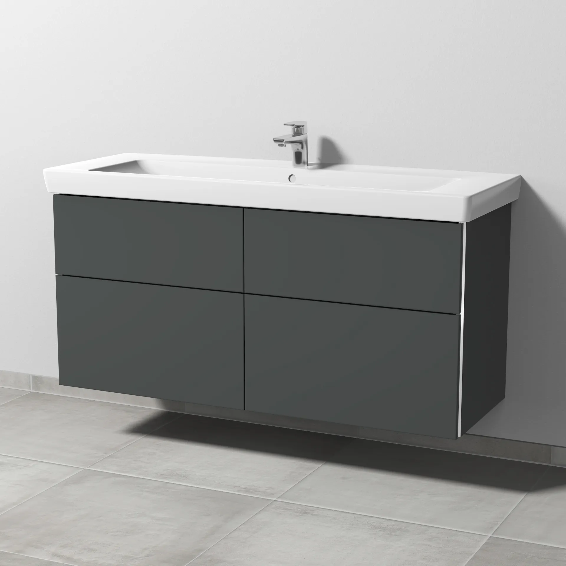 Sanipa Waschtischunterschrank „3way“ 1250 × 593 × 447 mm in Anthrazit (matt), Becken mittig