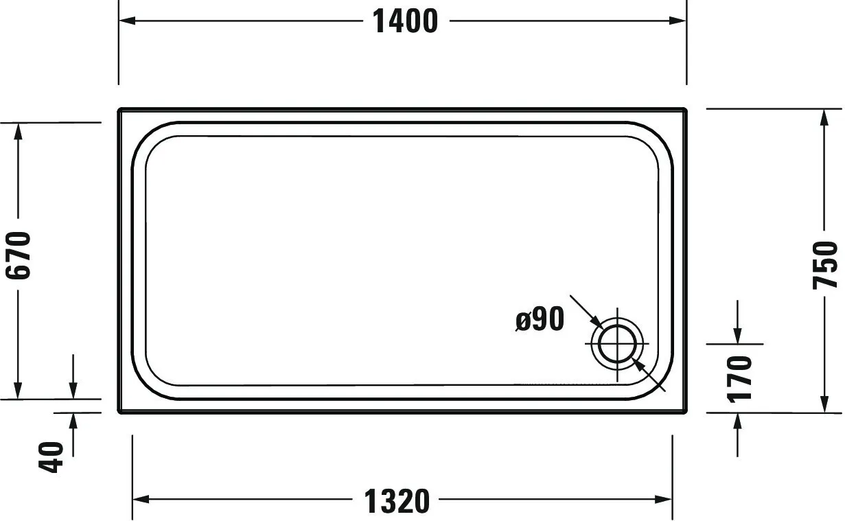 Duravit rechteck Duschwanne „D-Code“ 140 × 75 cm 