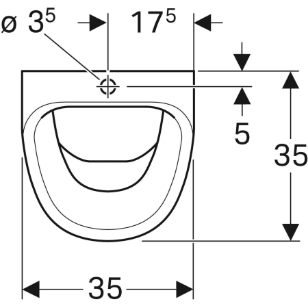 Urinal „Aller“, Zulauf von oben, ohne Zielobjekt 35 × 56,5 × 35 cm 