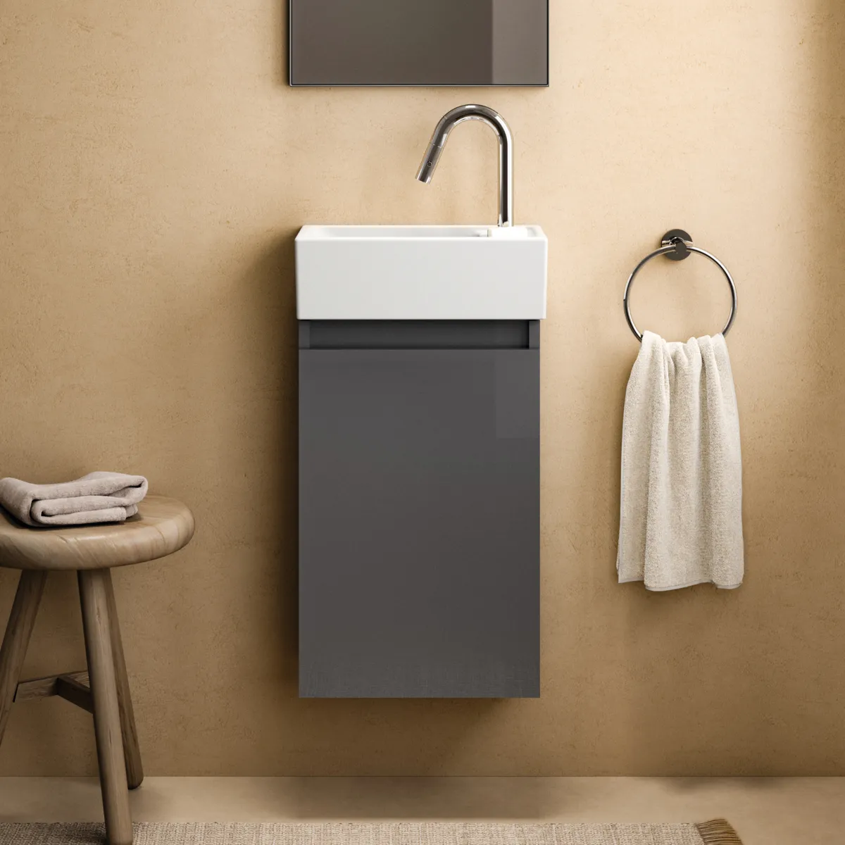 Ideal Standard Waschtischunterschrank „Eurovit+“ 35,4 × 55 × 20,2 cm Hochglanz grau lackiert Ideal Standard Waschtischunterschrank „Eurovit+“ 35,4 × 55 × 20,2 cm Hochglanz grau lackiert