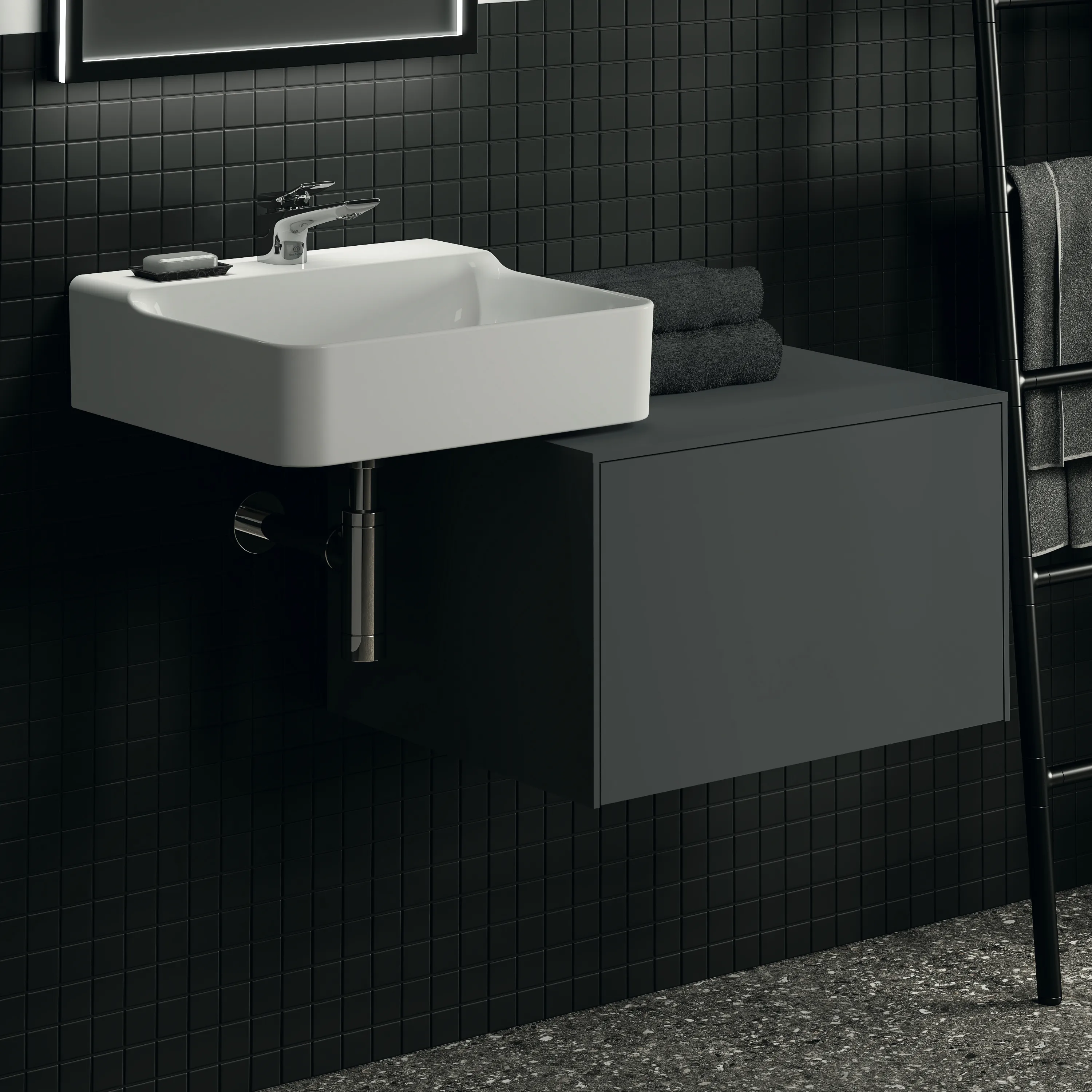 Ideal Standard Conca Waschtischunterschrank, Anthrazit matt, 1 Auszug, Push-Open mit Softclose-Einzug, 602x505x370 mm Ideal Standard Conca Waschtischunterschrank, Anthrazit matt, 1 Auszug, Push-Open mit Softclose-Einzug, 602x505x370 mm