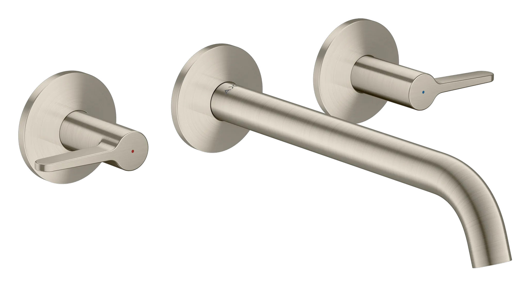 Hansgrohe AXOR One 3-Loch Waschtischarmatur Unterputz Wandmontage 220 mm Hebelgriff Brushed Nickel Hansgrohe AXOR One 3-Loch Waschtischarmatur Unterputz Wandmontage 220 mm Hebelgriff Brushed Nickel