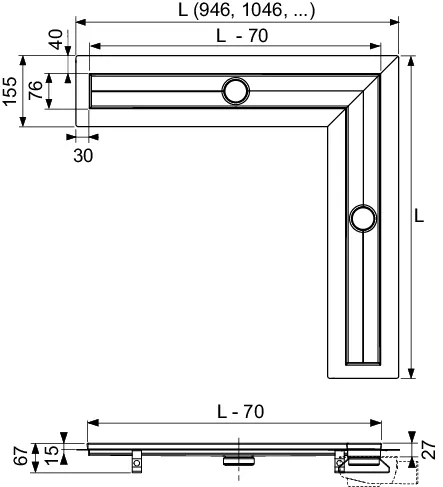 Winkelrinne TECEdrainline