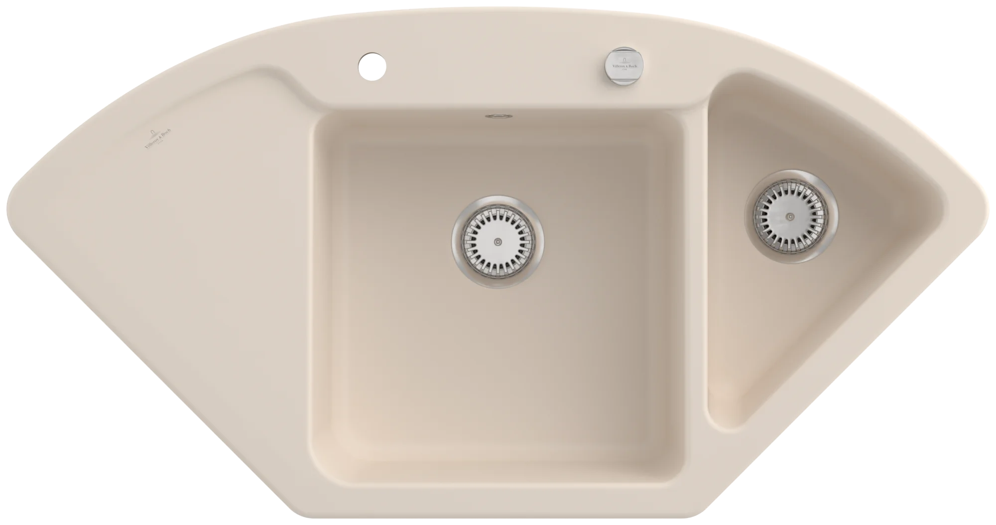 Villeroy & Boch Eckspüle Subway Style Eck Ivory CeramicPlus, 1115x580 mm, Höhe 200 mm, Wanneneinbaumaß 445x350 mm und 1075x600 mm Villeroy & Boch Eckspüle Subway Style Eck Ivory CeramicPlus, 1115x580 mm, Höhe 200 mm, Wanneneinbaumaß 445x350 mm und 1075x600 mm