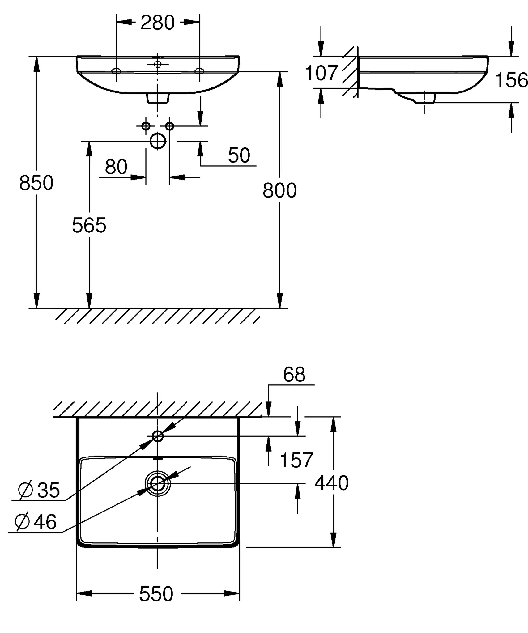 Grohe Waschtisch Euro Keramik 102430, 55 cm, wandhängend, 1 Hahnloch, Überlauf, antibakterieller Glasur HyperClean, alpinweiß Grohe Waschtisch Euro Keramik 102430, 55 cm, wandhängend, 1 Hahnloch, Überlauf, antibakterieller Glasur HyperClean, alpinweiß