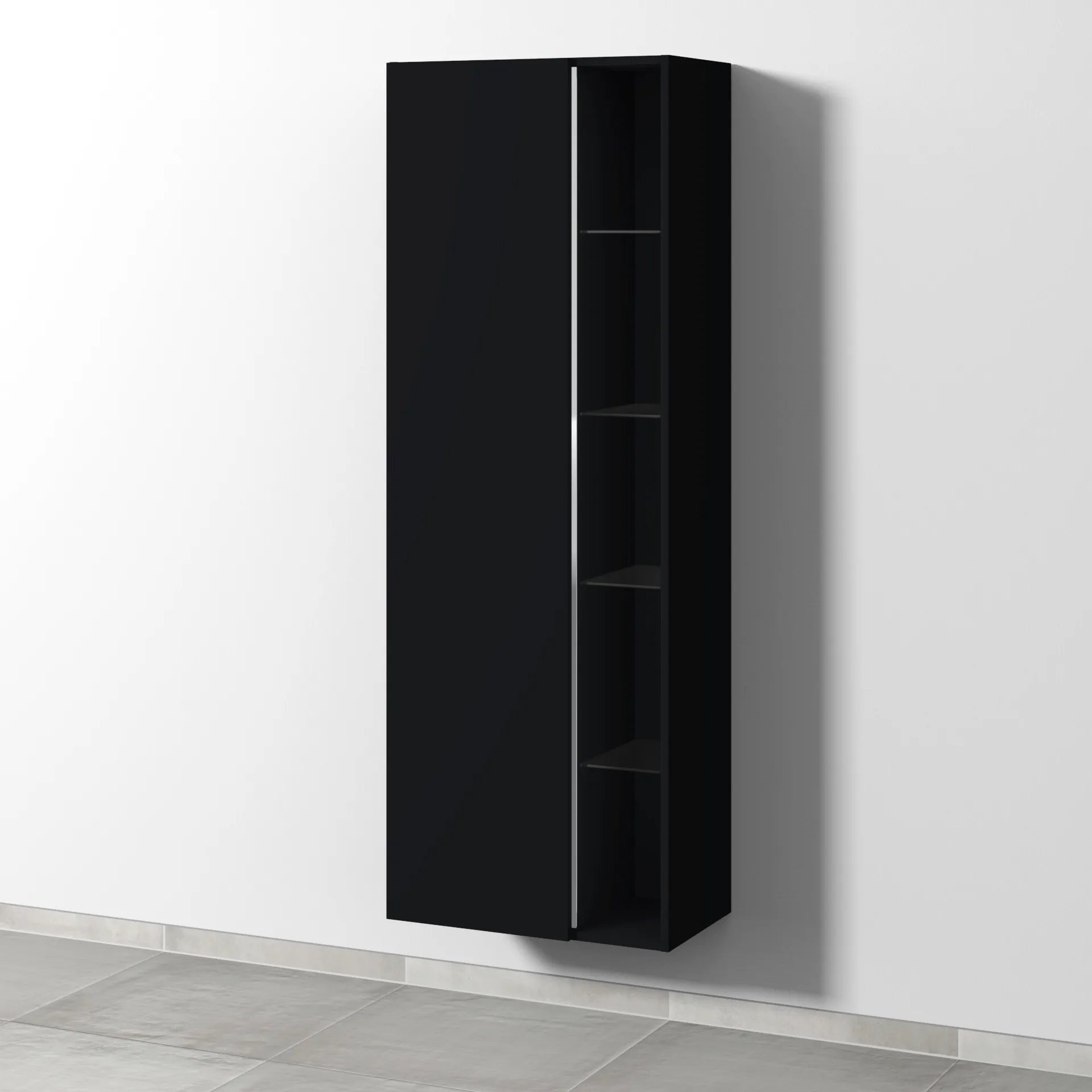 Sanipa Stauraumschrank „3way“ 600 × 1700 × 345 mm Anschlag links, in Schwarz (matt), Anschlag links