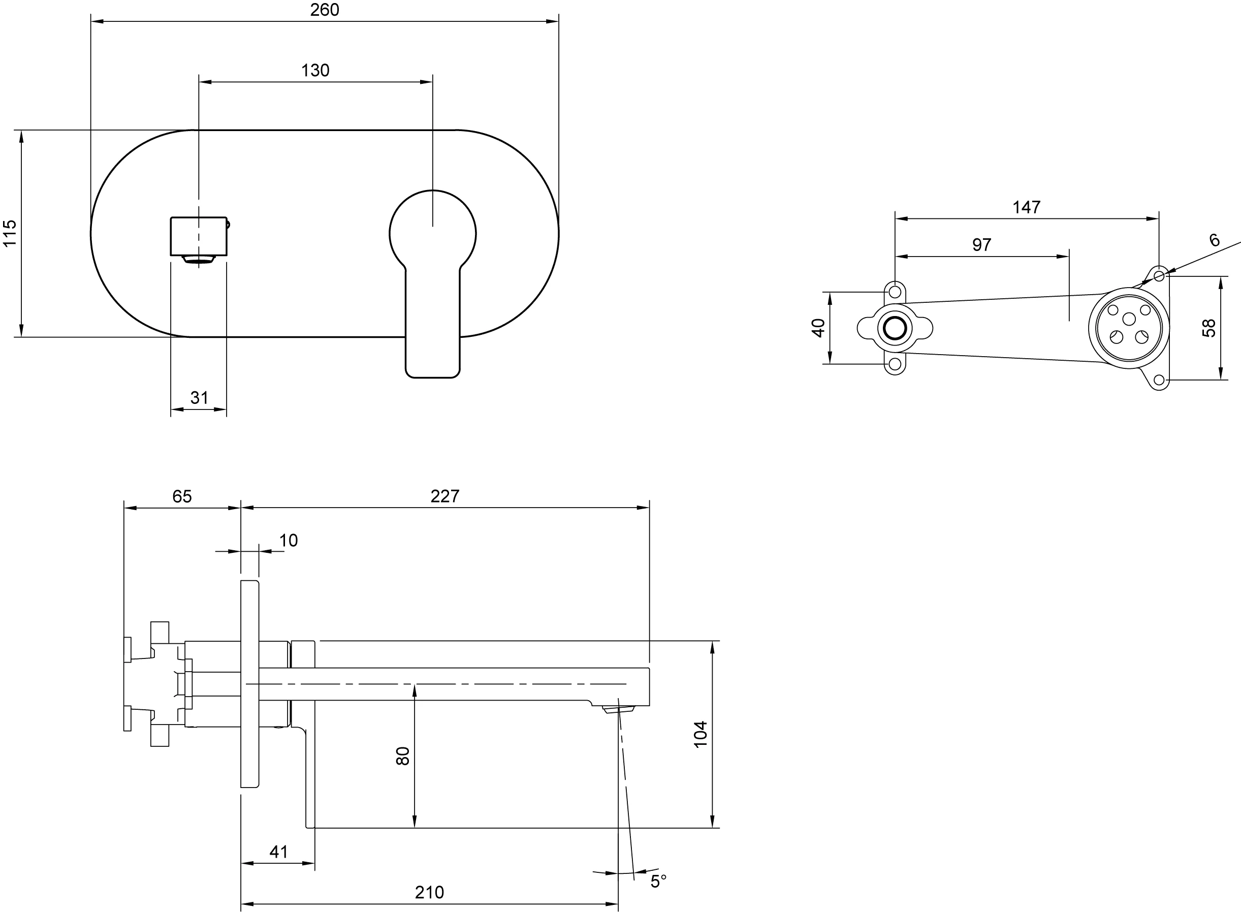 Villeroy & Boch Architectura Einhebel-Waschtischarmatur TVW103112110, 260x115x227mm, Chrom