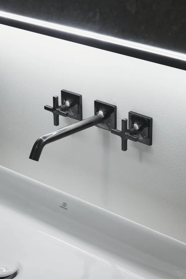 Wand-Waschtischarmatur Joy Neo Ausladung 209mm Kreuzgriffe Magnetic Grey Wand-Waschtischarmatur Joy Neo Ausladung 209mm Kreuzgriffe Magnetic Grey