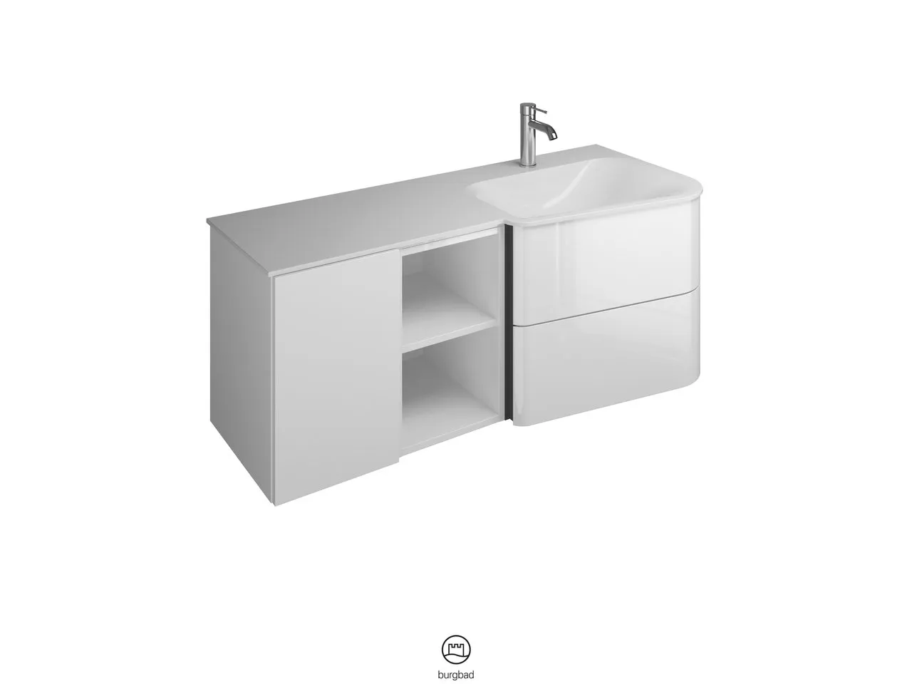 burgbad Badmöbelset „Badu“ Griffleiste, Anthrazit eloxiert, in Eiche Dekor Flanelle burgbad Badmöbelset „Badu“ Griffleiste, Anthrazit eloxiert, in Eiche Dekor Flanelle