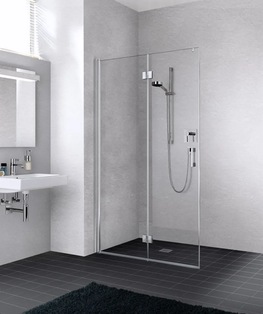 Kermi Duschdesign Walk-In-Duschkabine WALK-IN Wall Pendel-Falt links „LIGA“ Glas Klar, Profile Silber Hochglanz, BV: 875 - 900 mm WE: 885 - 910 mm H: 1850 mm Kermi Duschdesign Walk-In-Duschkabine WALK-IN Wall Pendel-Falt links „LIGA“ Glas Klar, Profile Silber Hochglanz, BV: 875 - 900 mm WE: 885 - 910 mm H: 1850 mm