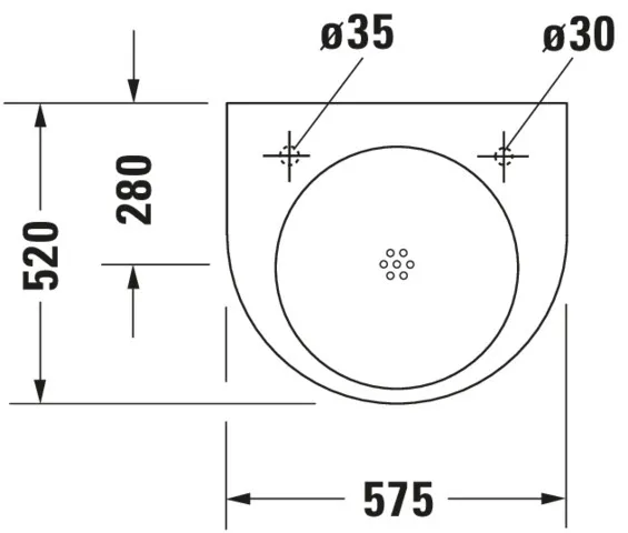 Waschtisch Architec Vital Med 575 mm ohneÜL, mitHLB, HL-Vst. li./re., weiß