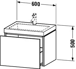 Duravit Möbelset c-shaped Set wandhängend wandhängend „L-Cube“ 60 × 50 × 48 cm in Betongrau Matt