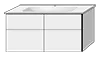 Keramik-Waschtisch-Set mit Waschtischunterschrank „3way“ 117 × 46 × 58,2 cm in Graphit (matt), mit Hahnlochbohrung, Becken mittig Keramik-Waschtisch-Set mit Waschtischunterschrank „3way“ 117 × 46 × 58,2 cm in Graphit (matt), mit Hahnlochbohrung, Becken mittig