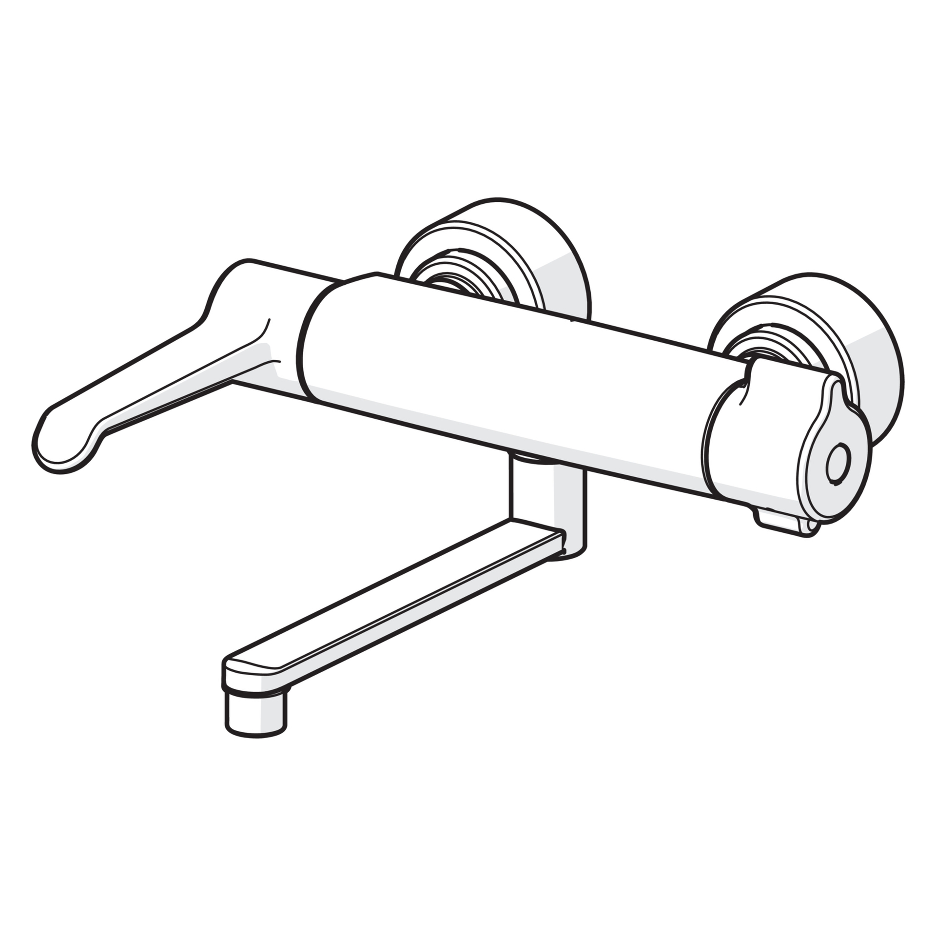 Zweihand-Waschtischarmatur Bedienungshebel lang „Clinica“ Ausladung 285 mm in Chrom Zweihand-Waschtischarmatur Bedienungshebel lang „Clinica“ Ausladung 285 mm in Chrom