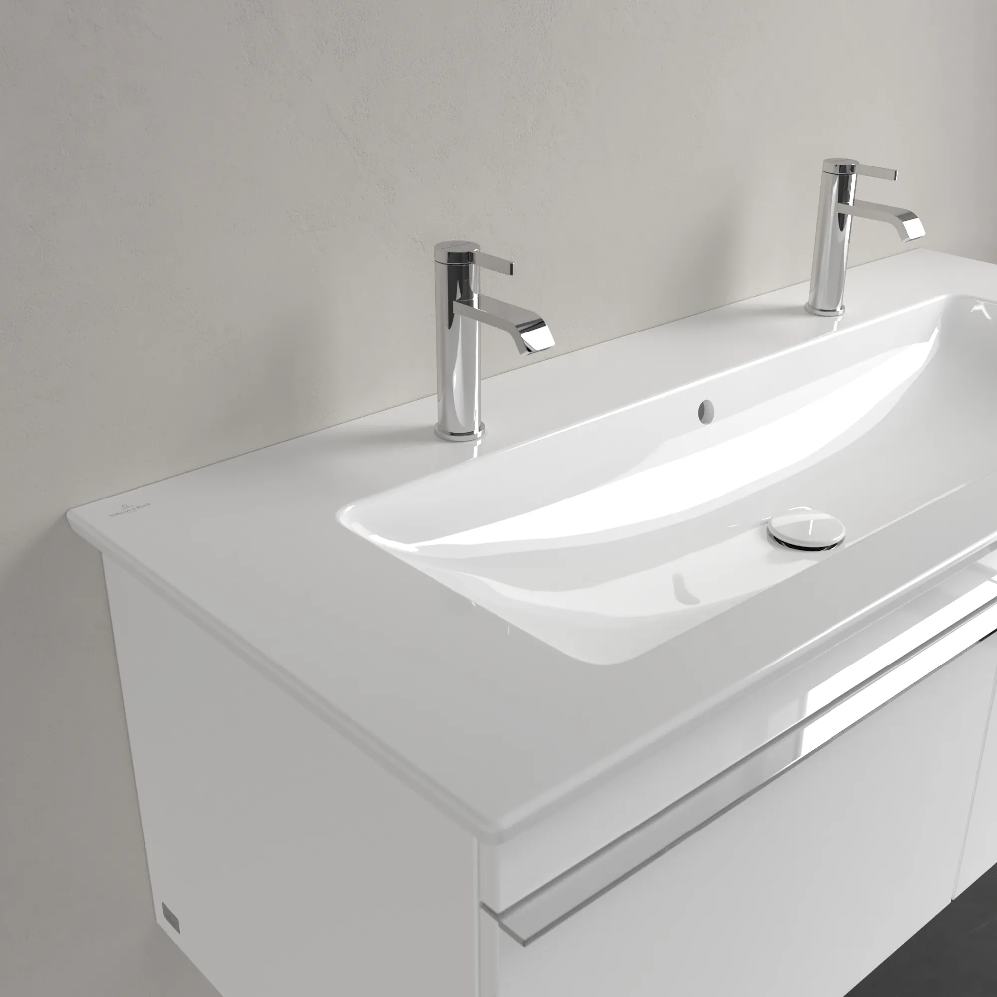 Villeroy & Boch Wandwaschtisch „Venticello“ 1200 × 500 × 175 mm, für Becken mittig, Hahnlochposition links und rechts, mit Hahnlochbohrung in Weiß Alpin Villeroy & Boch Wandwaschtisch „Venticello“ 1200 × 500 × 175 mm, für Becken mittig, Hahnlochposition links und rechts, mit Hahnlochbohrung in Weiß Alpin