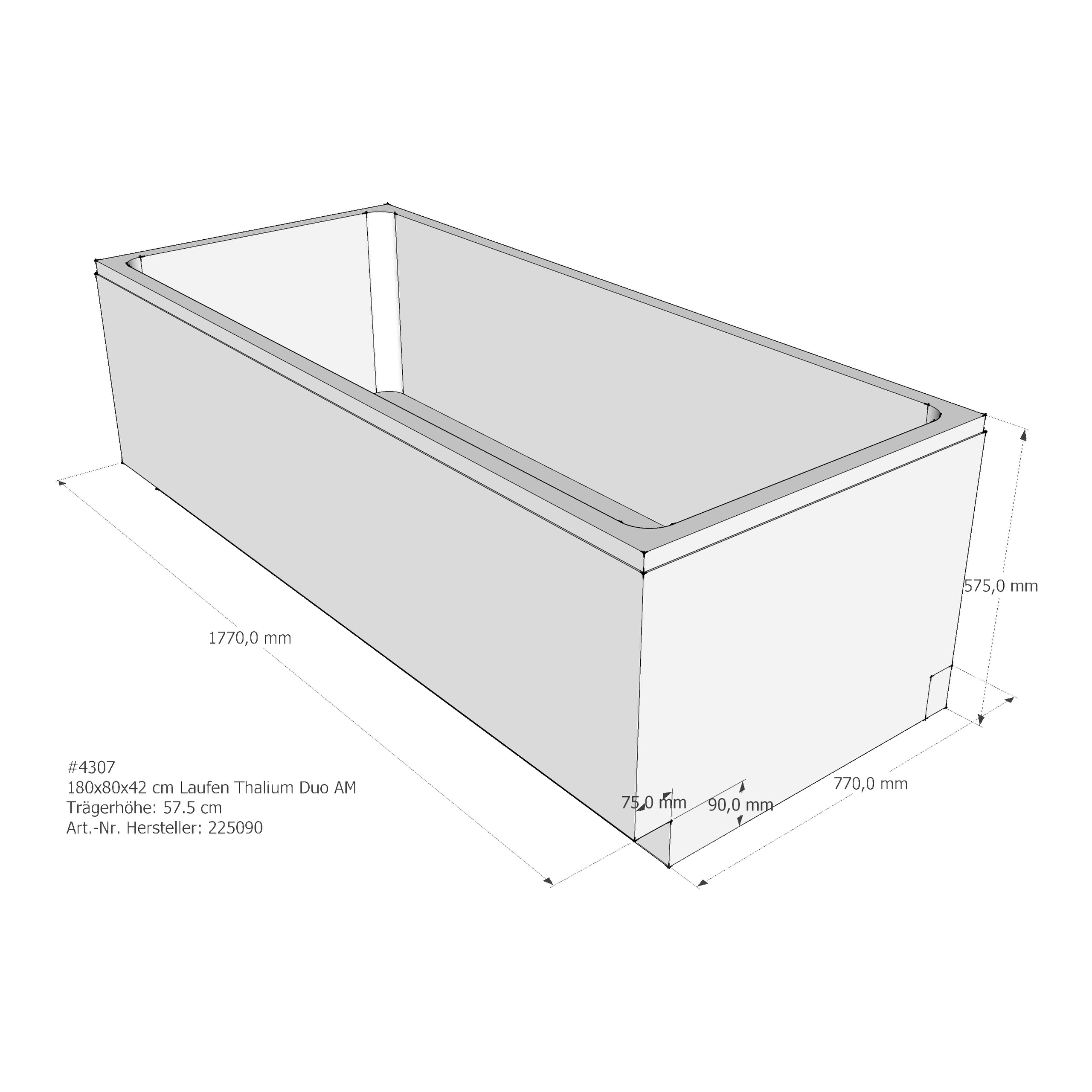 Badewannenträger für Laufen Thallium Duo 180 × 80 × 42 cm