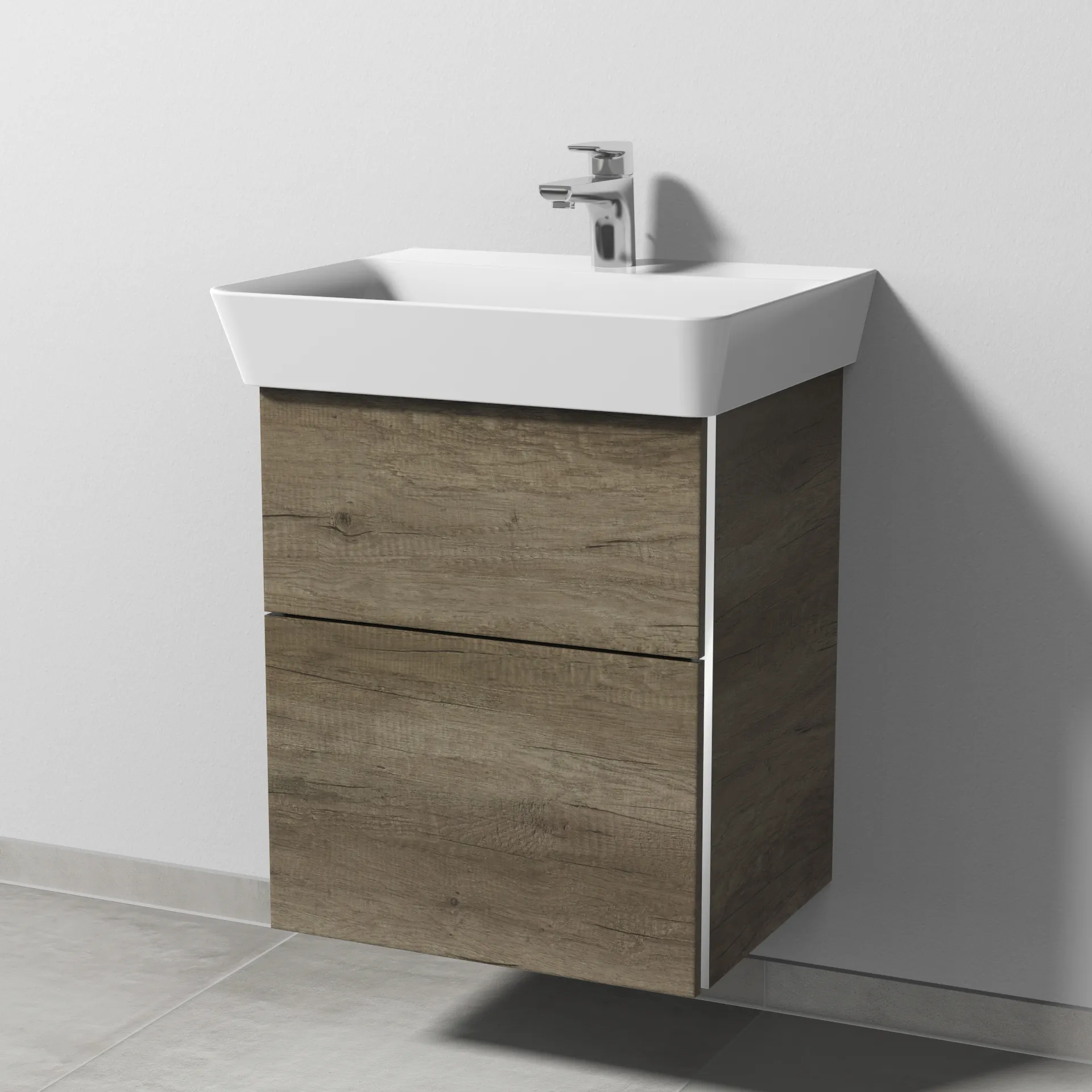 Sanipa Waschtischunterschrank „3way“ passend zu Keramik-Waschtische Connect Air Cube von Ideal Standard 480 × 582 × 402 mm in Eiche Nebraska