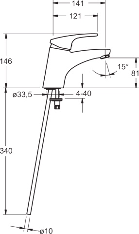 HA Einhebelmischer Waschtischbatterie HANSAMIX 0108 Kupferrohr Ausladung 141 mm DN15 Chrom