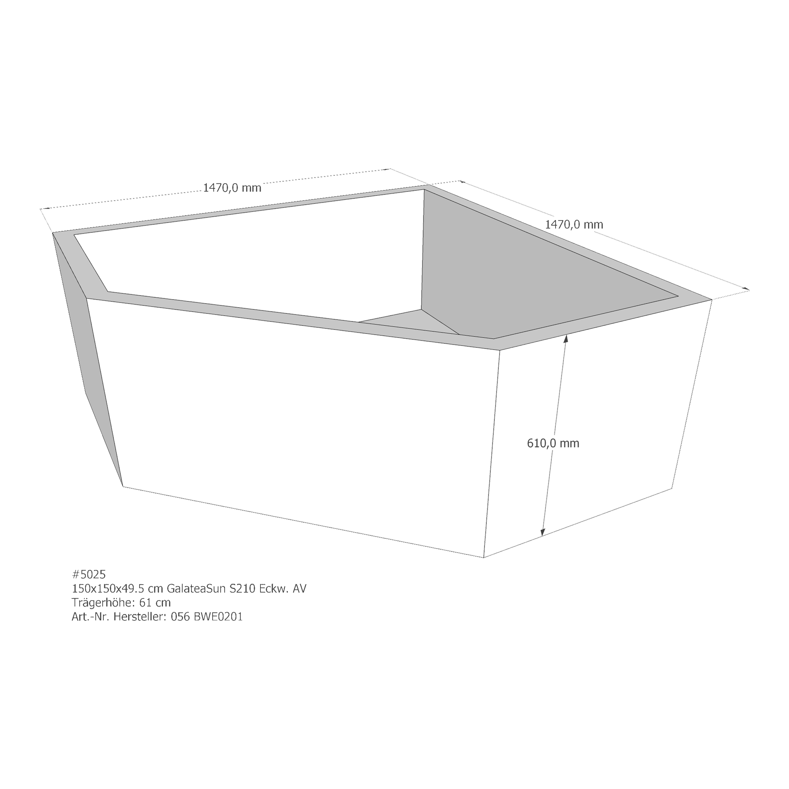 Badewannenträger für Galatea ~Sun S 210 150 × 150 × 49,5 cm Badewannenträger für Galatea ~Sun S 210 150 × 150 × 49,5 cm