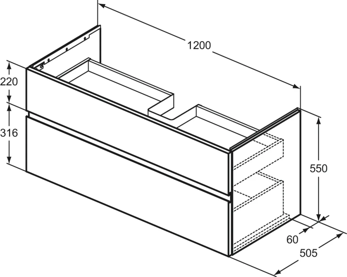 Ideal Standard Waschtischunterschrank „Finesse“ 120 × 55 × 50,5 cm Greige matt
