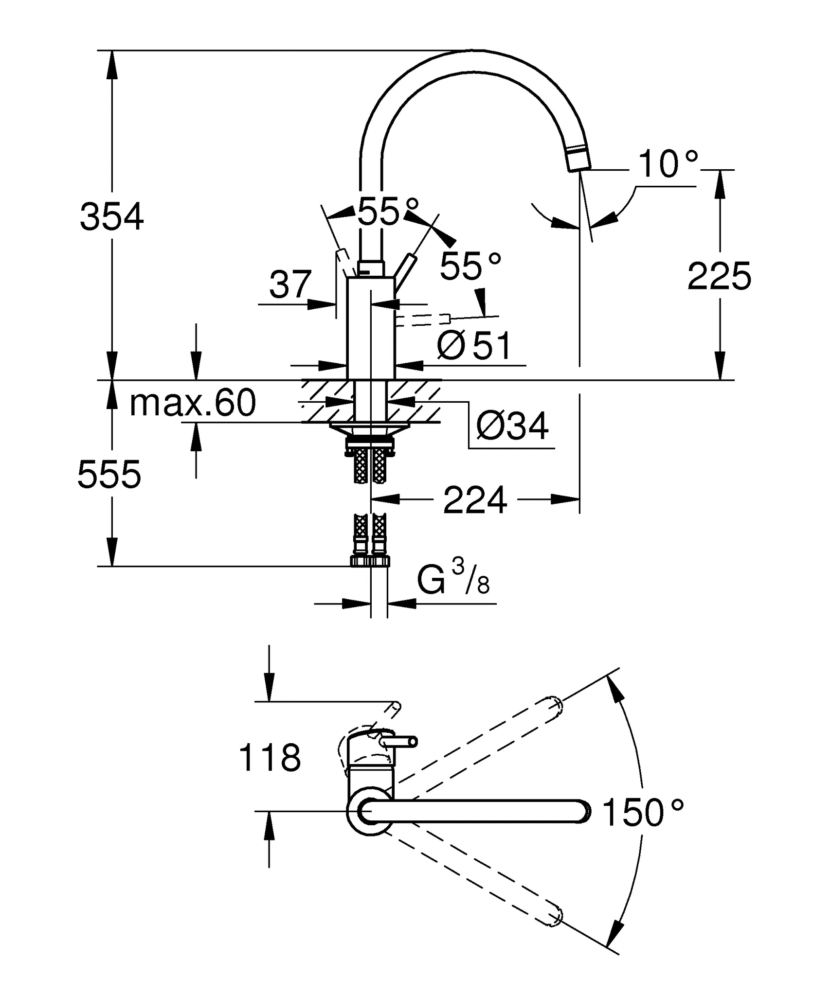 Grohe Concetto Einhand-Spültischbatterie, hoher Auslauf in chrom Grohe Concetto Einhand-Spültischbatterie, hoher Auslauf in chrom