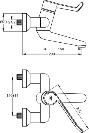 Ideal Standard Ceraplus Wandwaschtisch-Sicherheitsarmatur B8223AA Chrom Ideal Standard Ceraplus Wandwaschtisch-Sicherheitsarmatur B8223AA Chrom