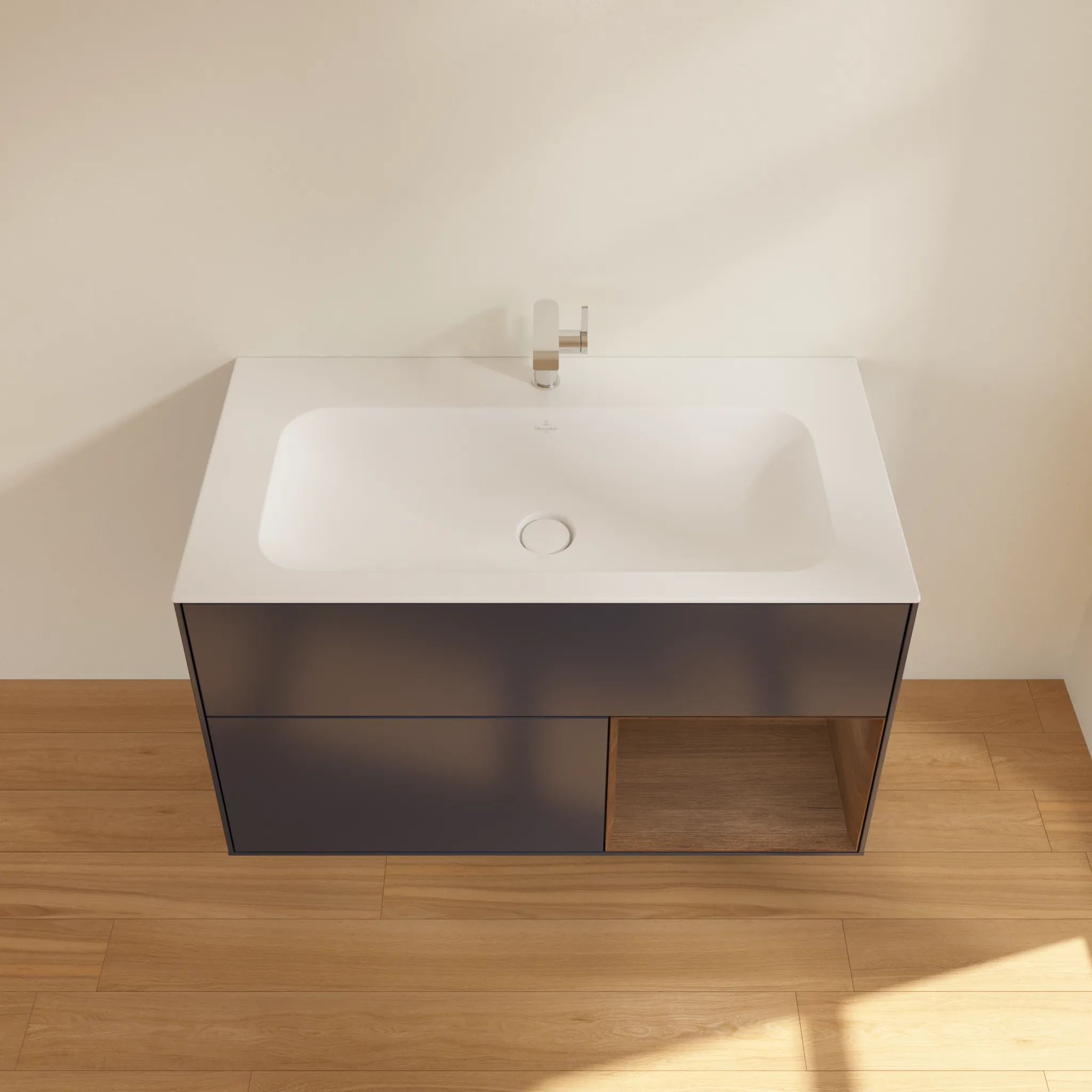 Villeroy & Boch Waschtischunterschrank „Finion“ für Schrankwaschtisch 996 × 591 × 498 mm Midnight Blue Matt Lacquer, für Becken mittig