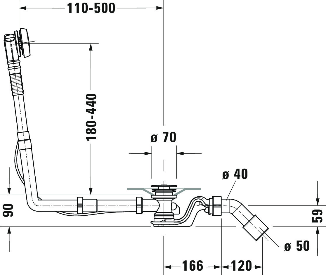Duravit Ab- und Überlaufgarnitur für Badewannen Modell 792206