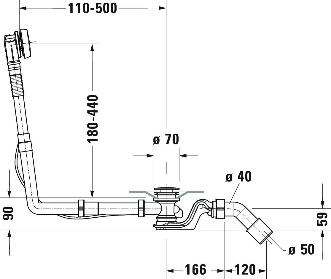 Duravit Ab- und Überlaufgarnitur für Badewannen Modell 792206 Duravit Ab- und Überlaufgarnitur für Badewannen Modell 792206
