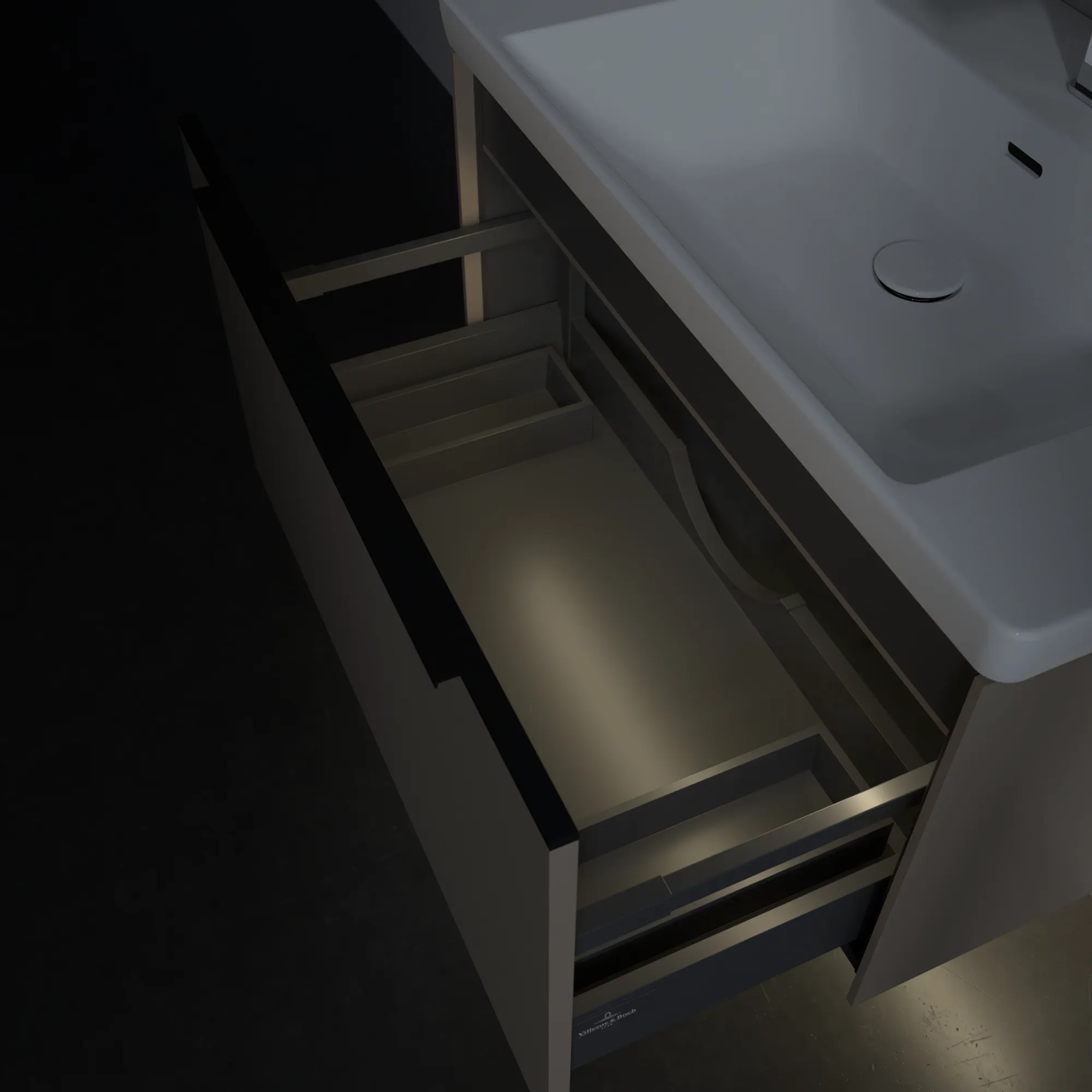 Villeroy & Boch Waschtischunterschrank „Subway 3.0“ für Schrankwaschtisch 772 × 429 × 478 mm Taupe, für Becken mittig