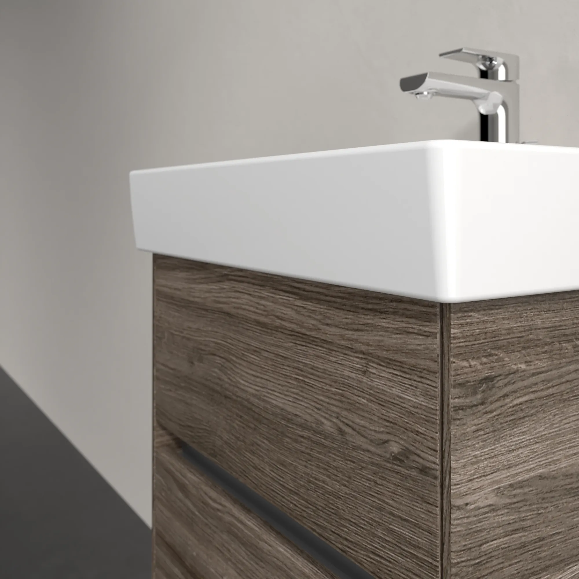 Villeroy & Boch Waschtischunterschrank „Collaro“ 460 × 546 × 374 mm Stone Oak, für Becken mittig, ohne Beleuchtung Villeroy & Boch Waschtischunterschrank „Collaro“ 460 × 546 × 374 mm Stone Oak, für Becken mittig, ohne Beleuchtung