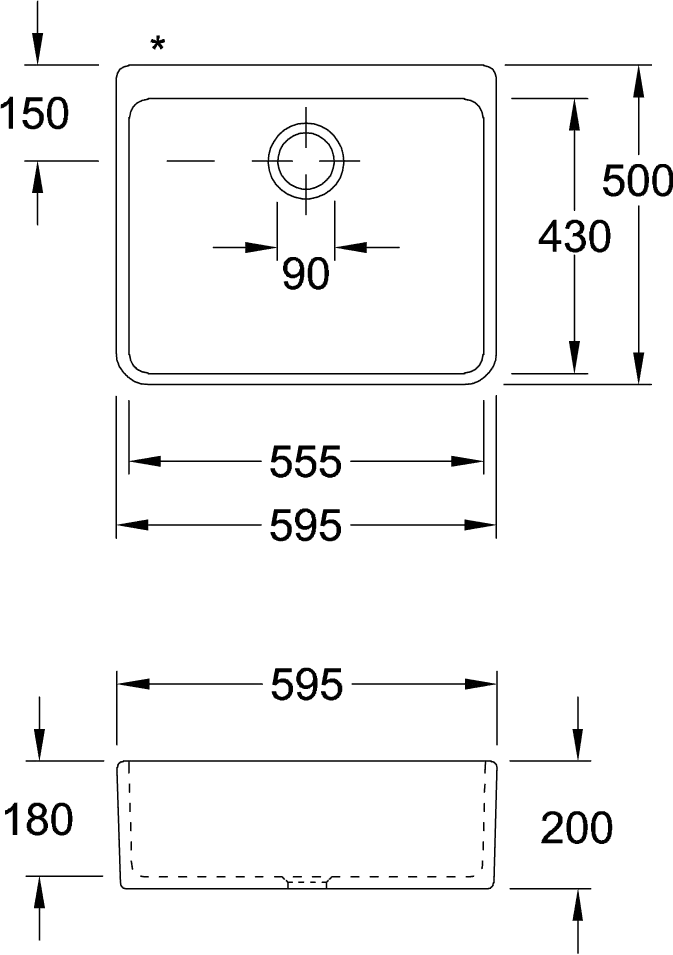 Villeroy & Boch Küchenspülbecken „Spülstein“ 595 × 500 × 200 mm in Crema