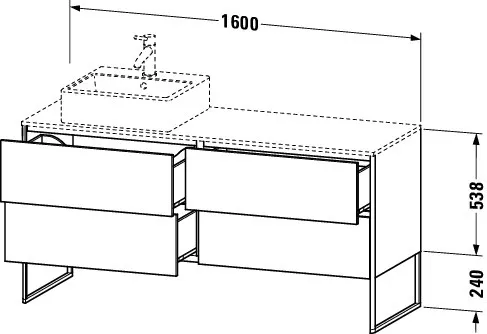 Duravit Waschtischunterschrank bodenstehend „XSquare“ 160 × 77,8 × 54,8 cm