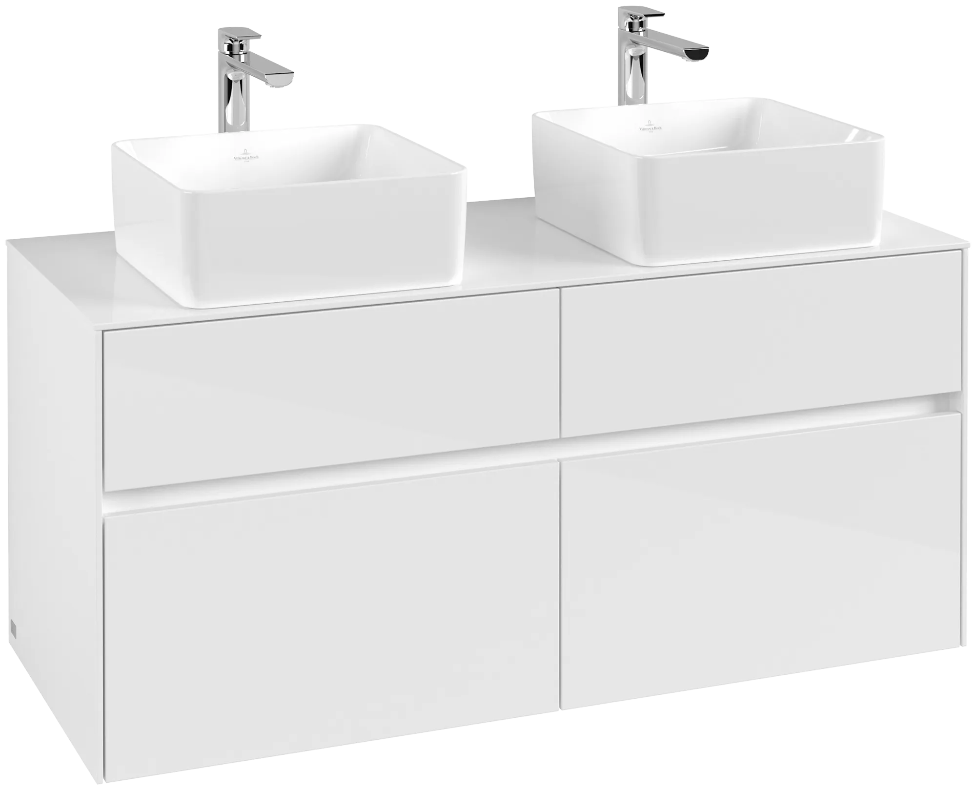 Villeroy & Boch Waschtischunterschrank „Collaro“ 1200 × 548 × 500 mm Glossy White, ohne Beleuchtung, für links und rechts