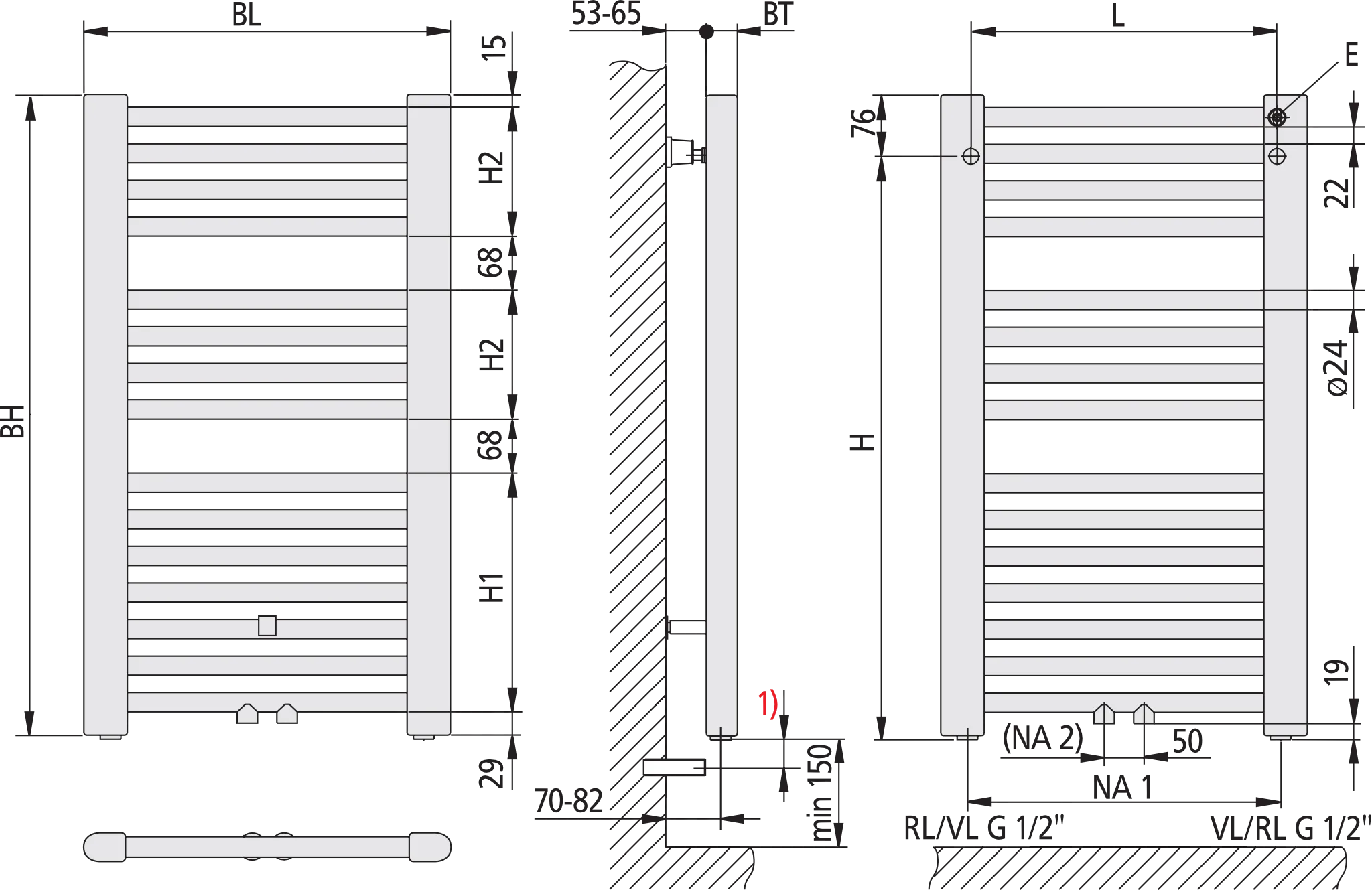 Kermi Heizkörper „Basic®-50 R“ 45 × 80,4 cm in Weiß