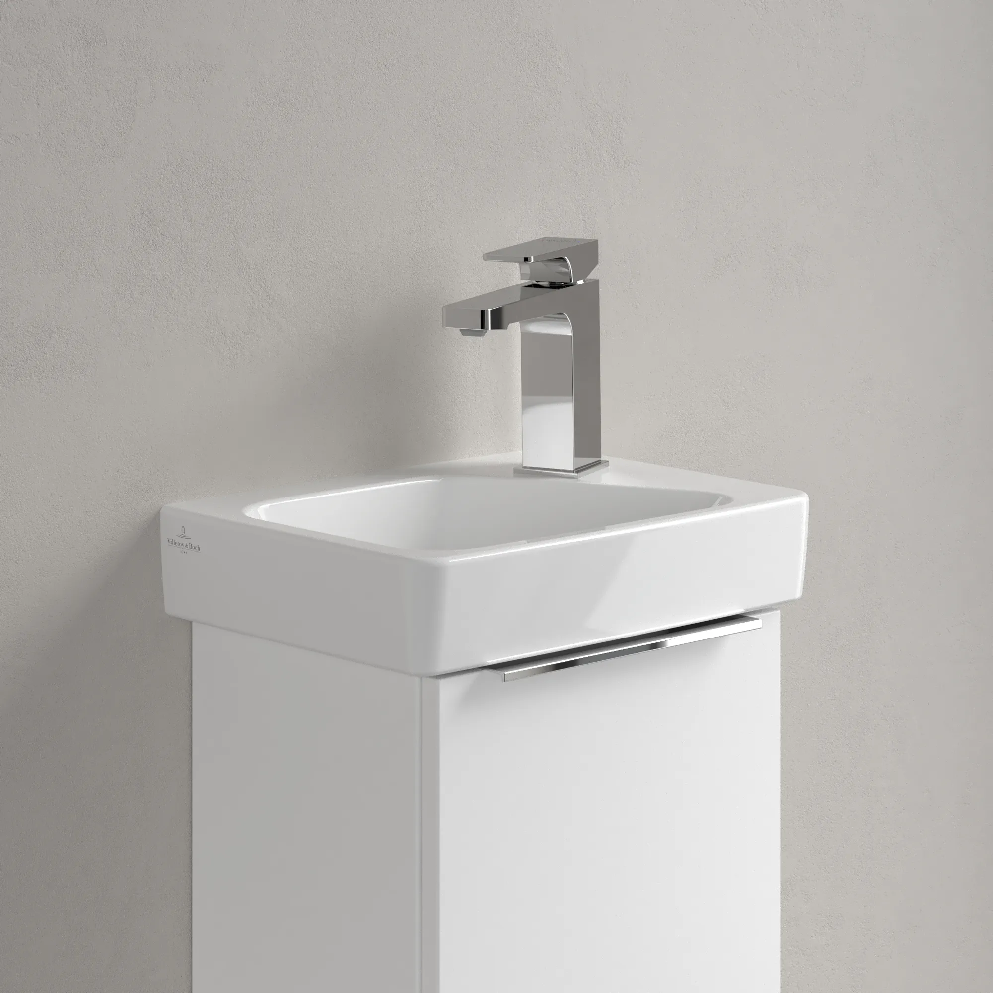 Villeroy & Boch Waschbecken „Architectura“ 360 × 265 × 135 mm, ohne Hahnlochbohrung, für Becken links in Weiß Alpin Villeroy & Boch Waschbecken „Architectura“ 360 × 265 × 135 mm, ohne Hahnlochbohrung, für Becken links in Weiß Alpin